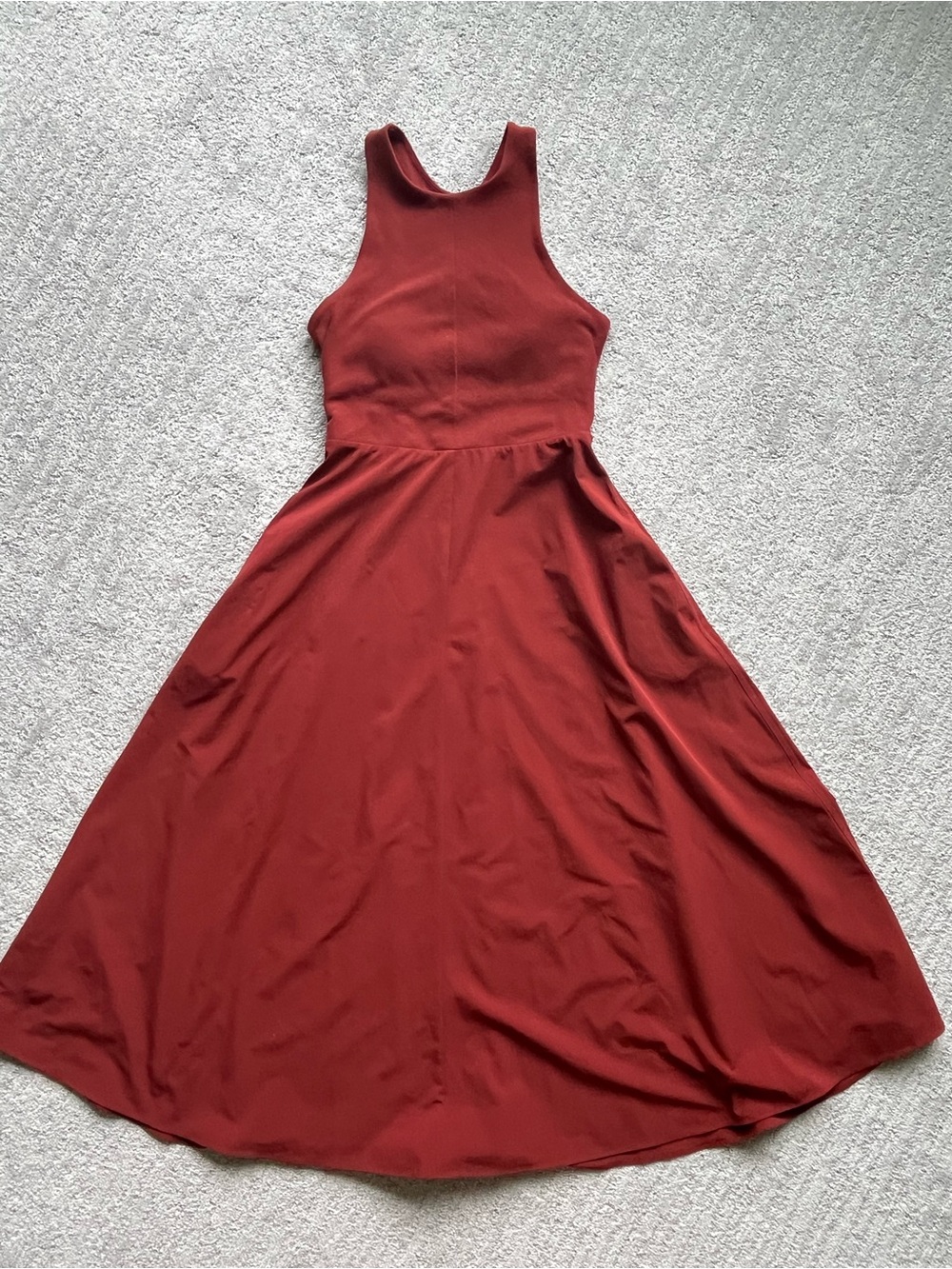 Athleta Sleeveless A-Line Maxi Dress in Brick Red